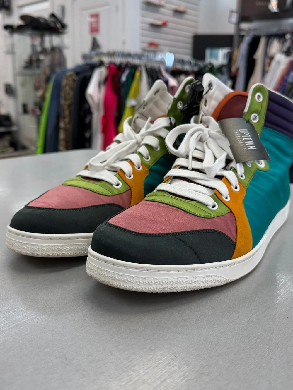 Gucci Multicolor High-Top Sneakers - Pink, Teal, Green, Orange, Black